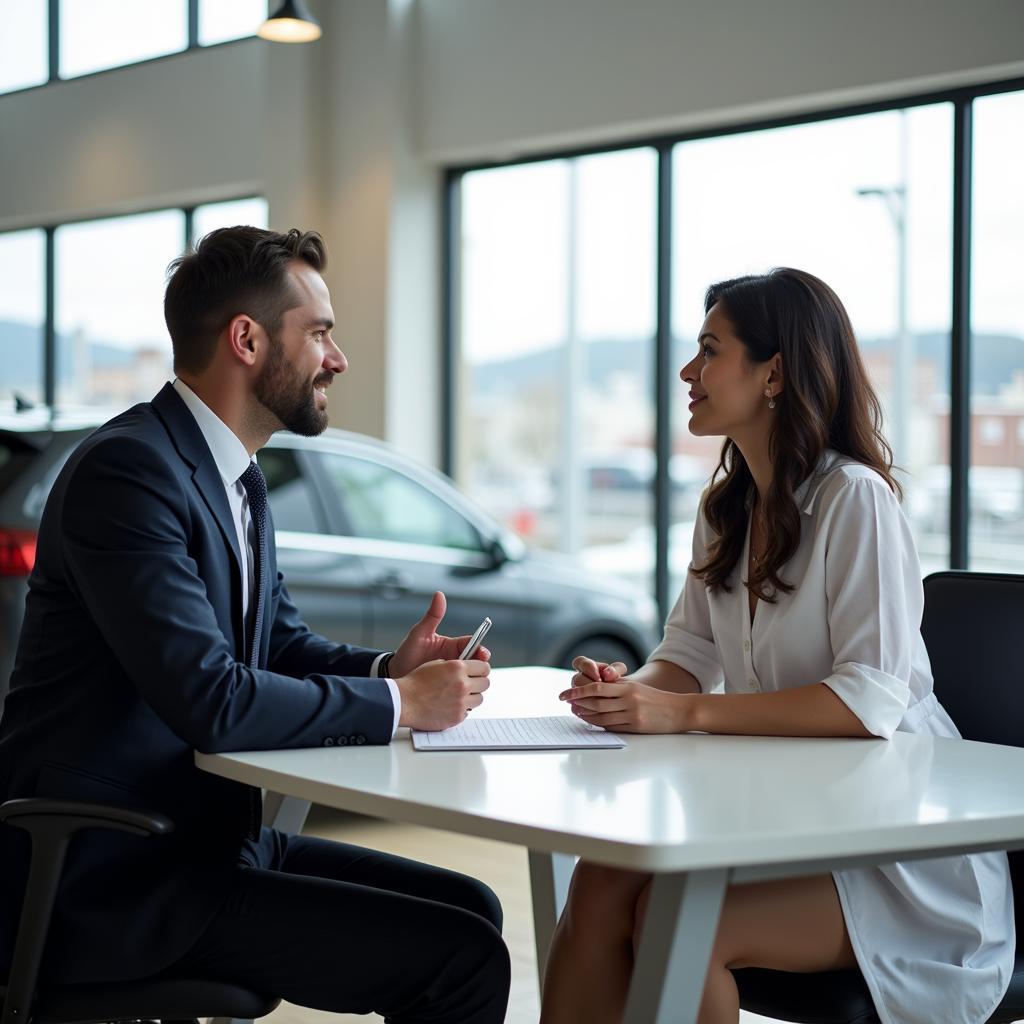 Car Salesman Asking Questions to Customer