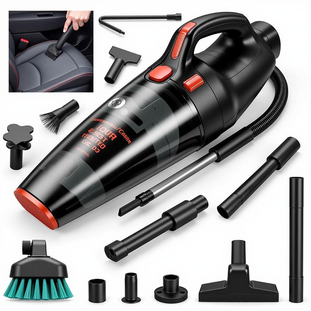 Car vacuum with various attachments for detailing