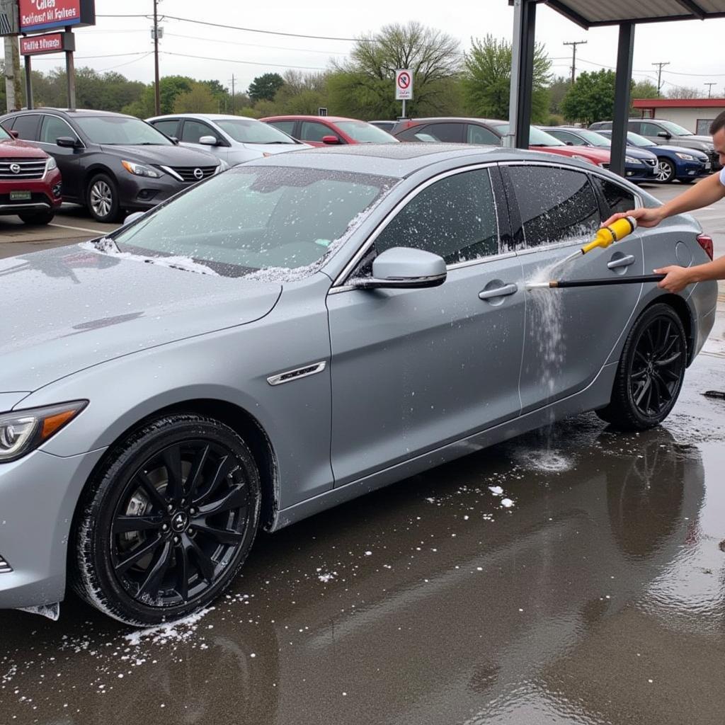 Exterior car wash at a detailing center in Cedar Park