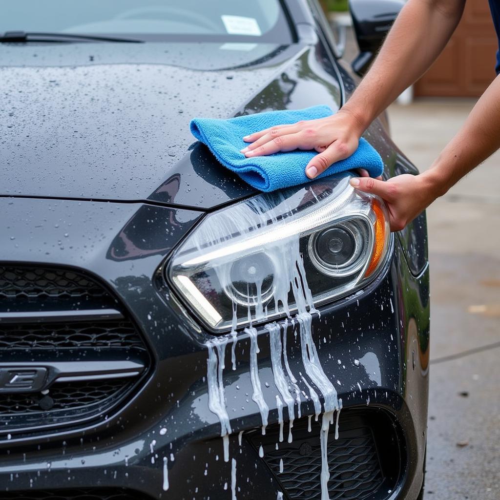 Car Wash Process Using Microfiber Mitt