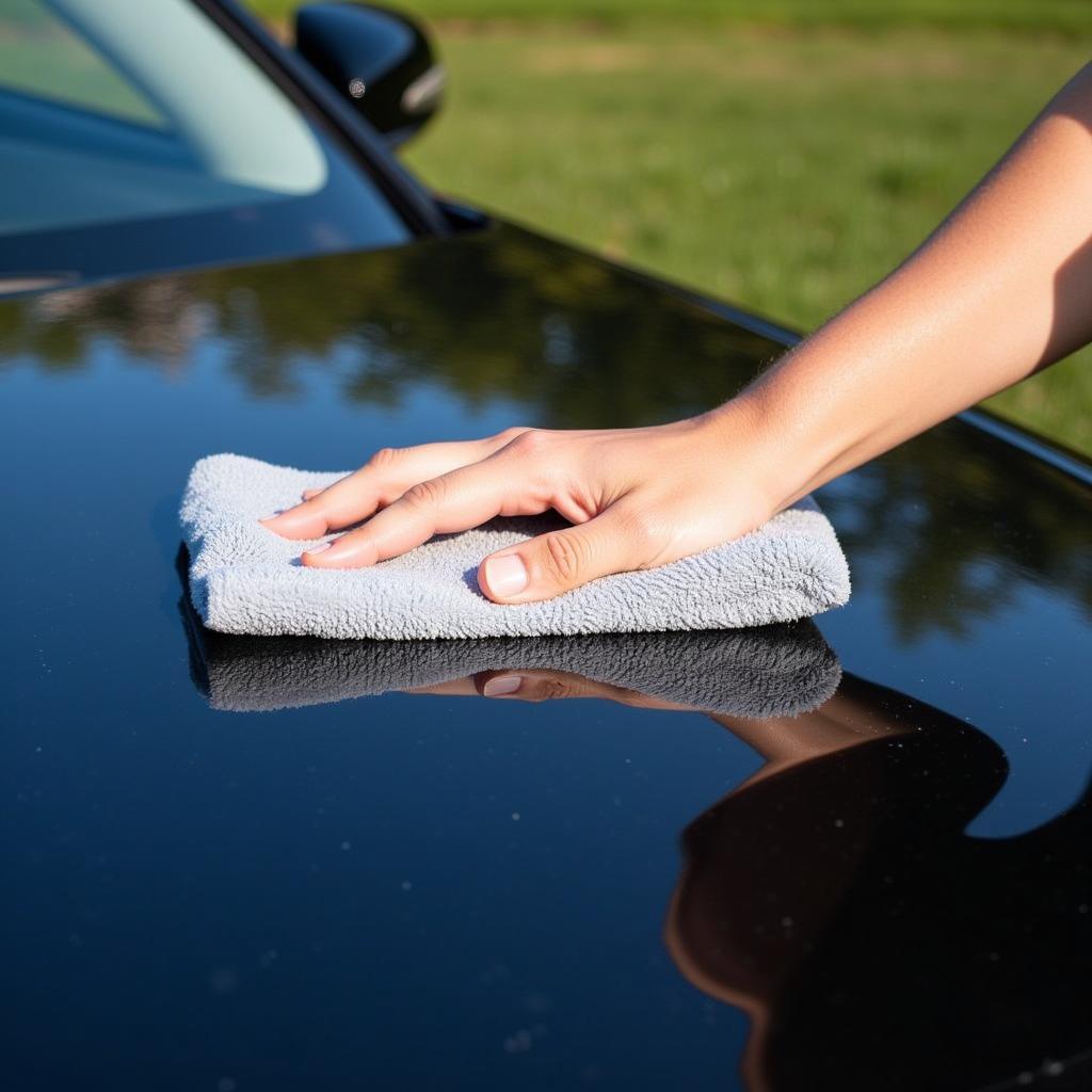 Buffing Car with Quick Detailer