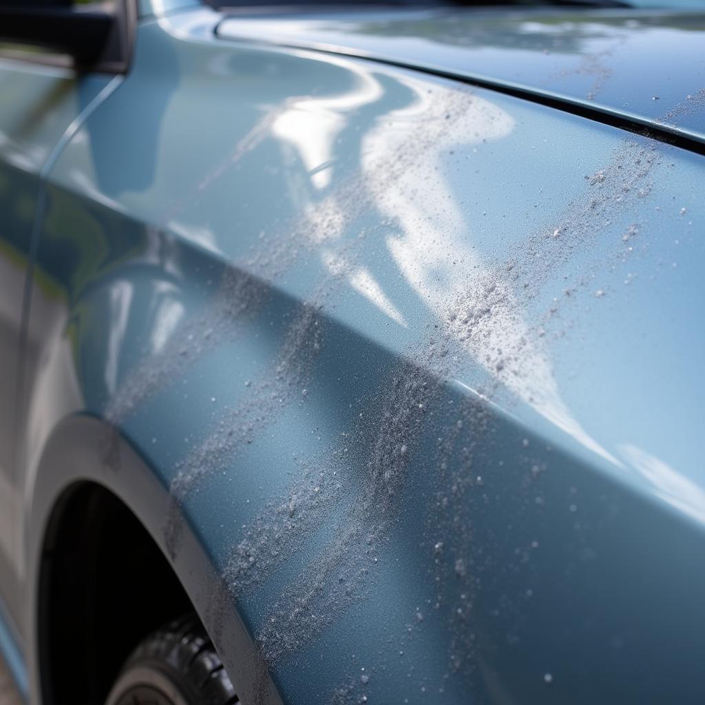 Car with visible swirl marks due to improper washing techniques