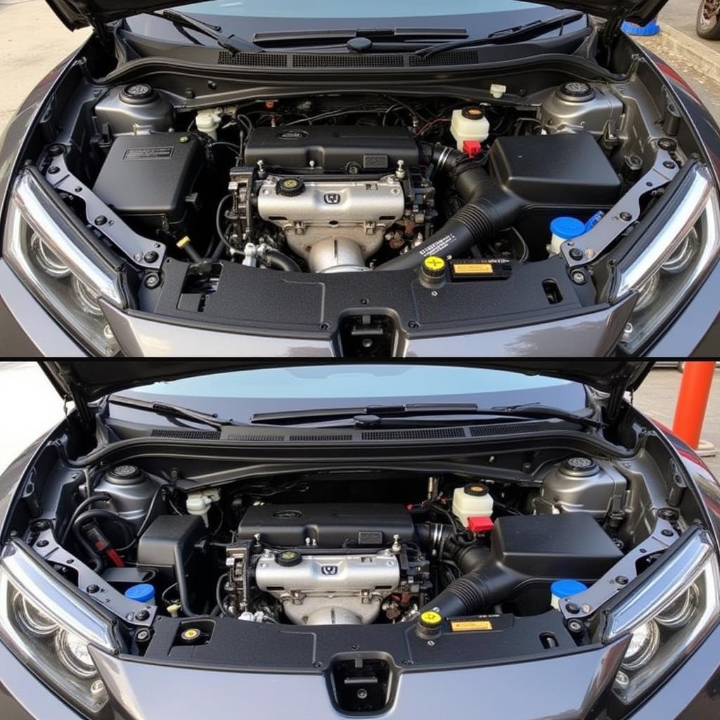 Clean and Detailed Engine Bay of a Carbone Honda