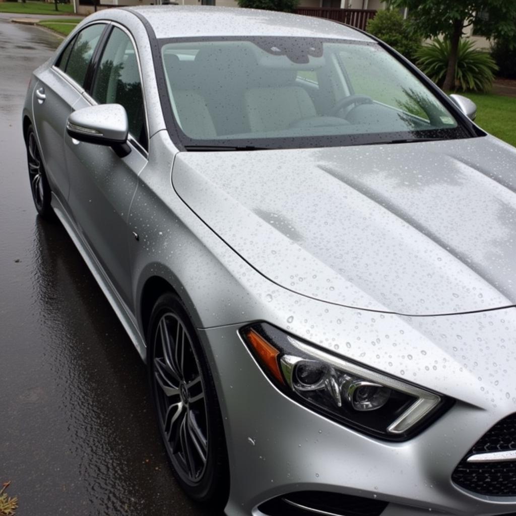 Ceramic coated car in rain