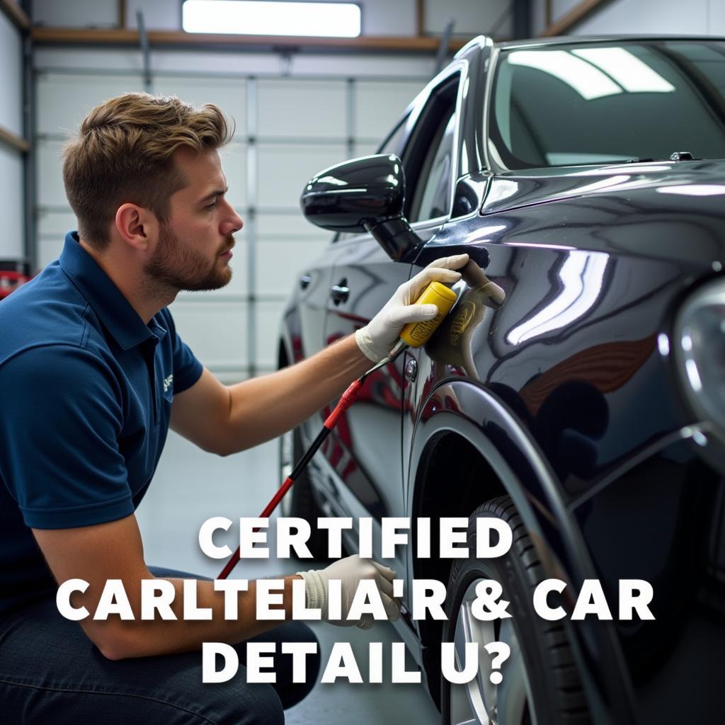 Certified Car Detailer Working on a Vehicle