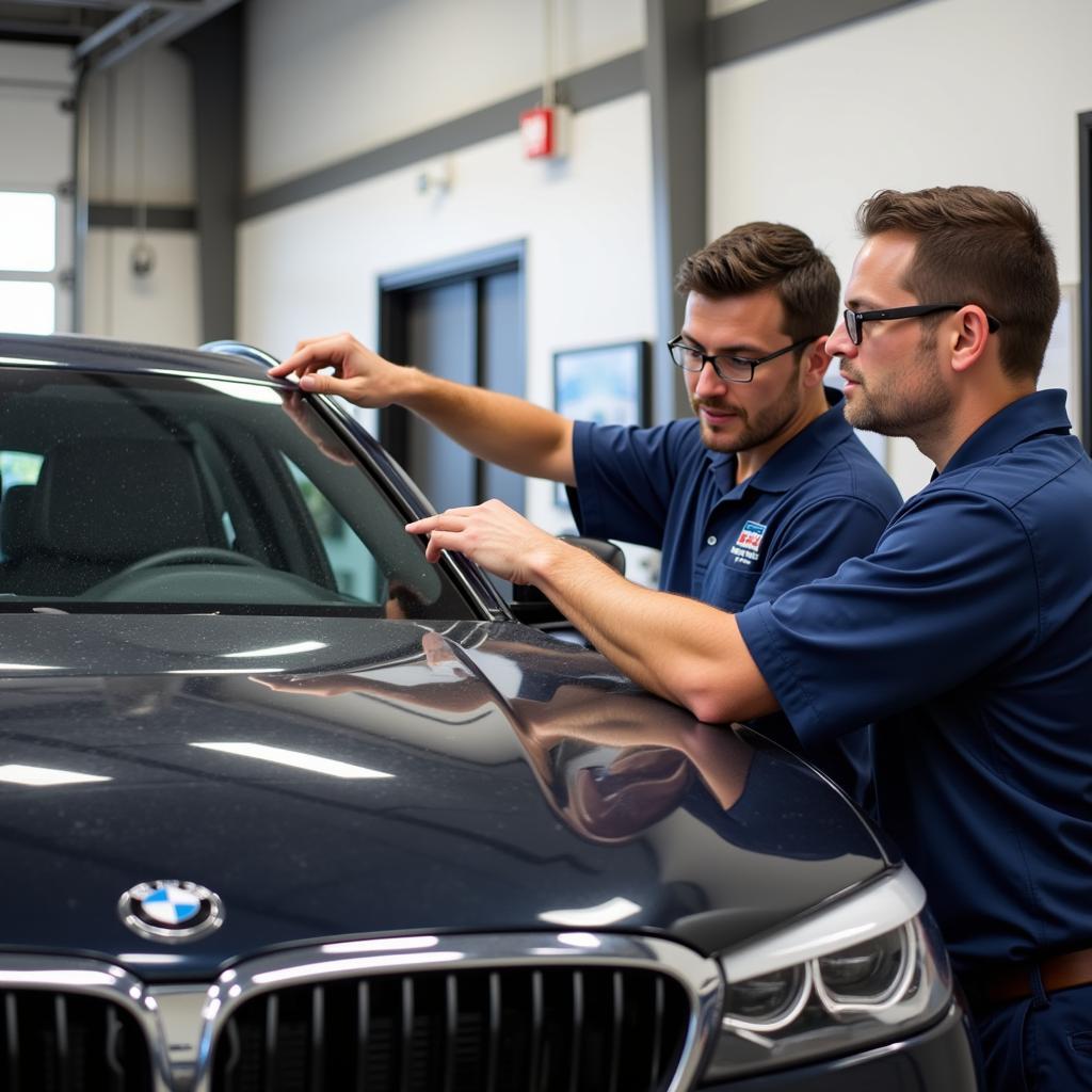 Car owner discussing detailing needs with a technician in ChampionsGate