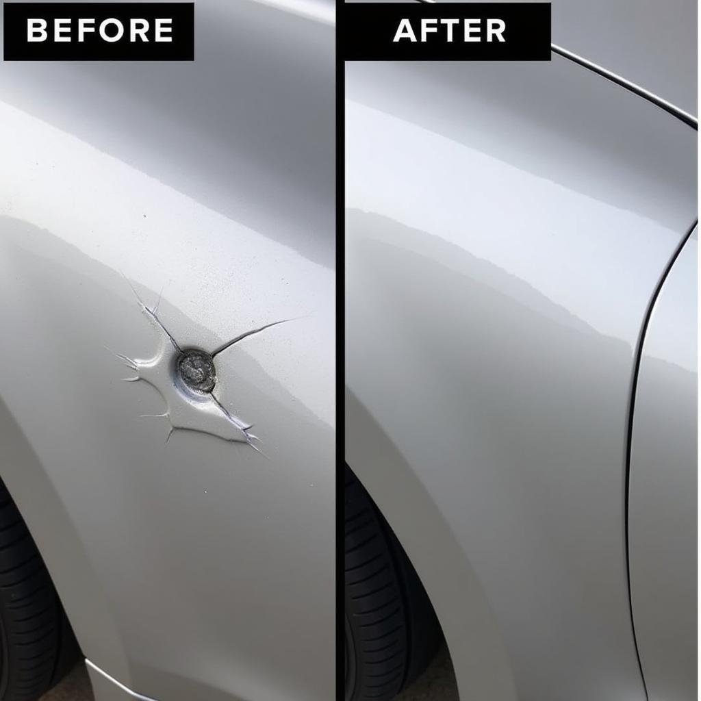 Chipped Car Paint Before and After Detailing