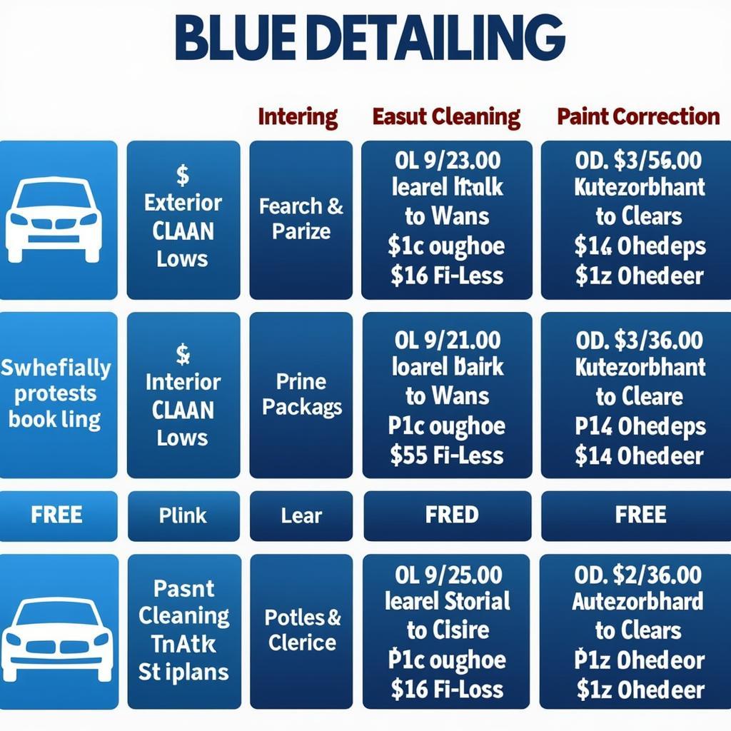 Choosing the Right Car Detailing Package Blue Springs MO: A comparison chart of different detailing packages, highlighting the services included and their respective prices.