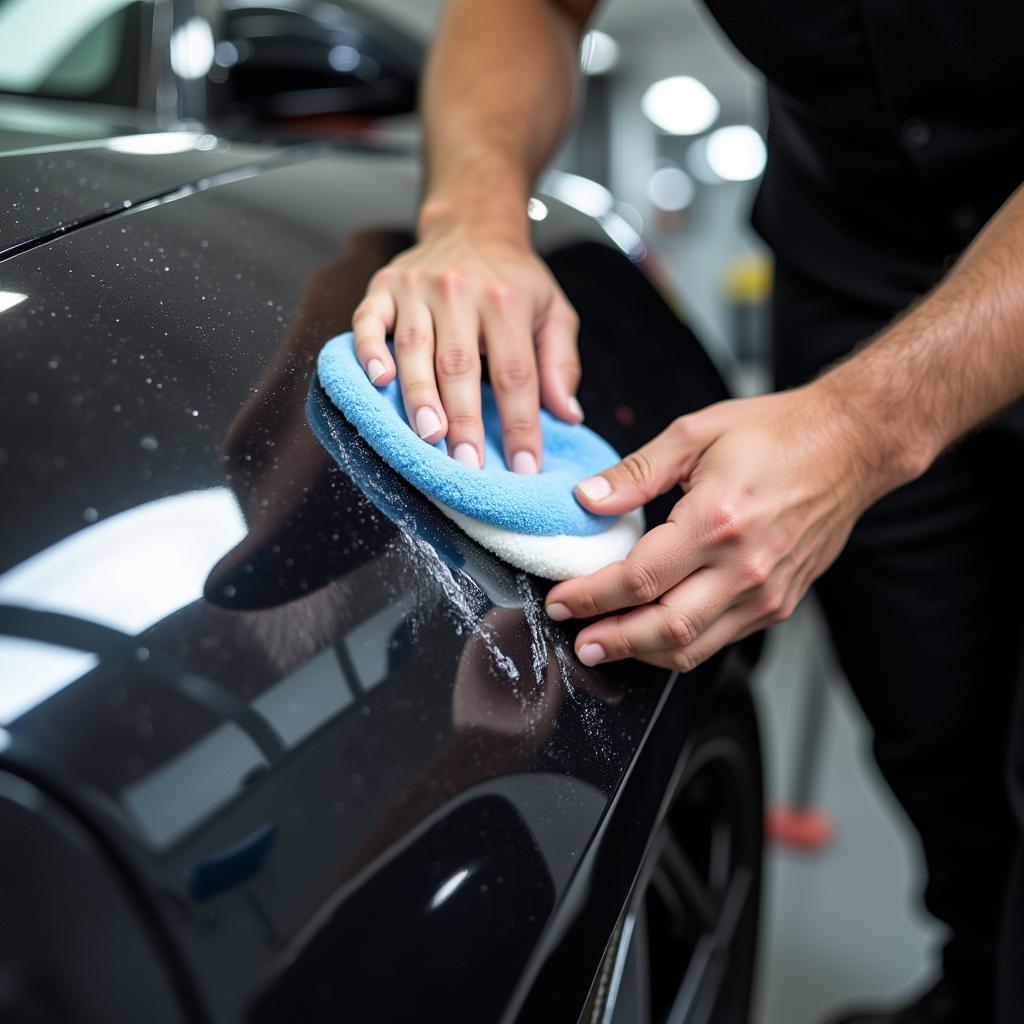 Professional Clay Bar Detailing Process in Action