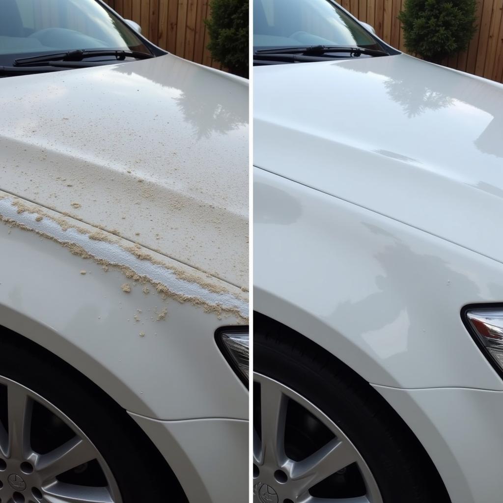 Before and After Clay Bar Treatment on Car Paint