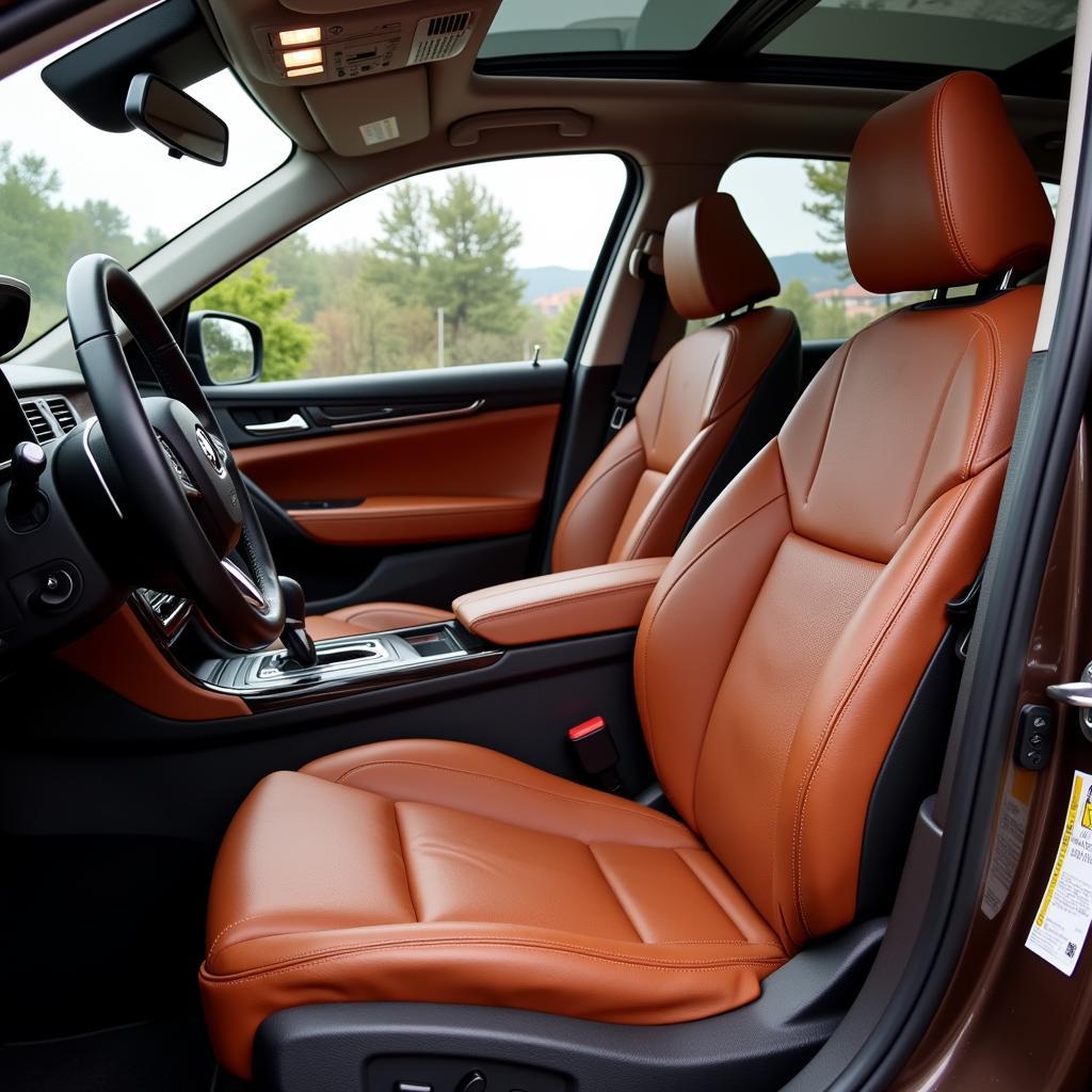 Clean and conditioned leather car seats in pristine condition