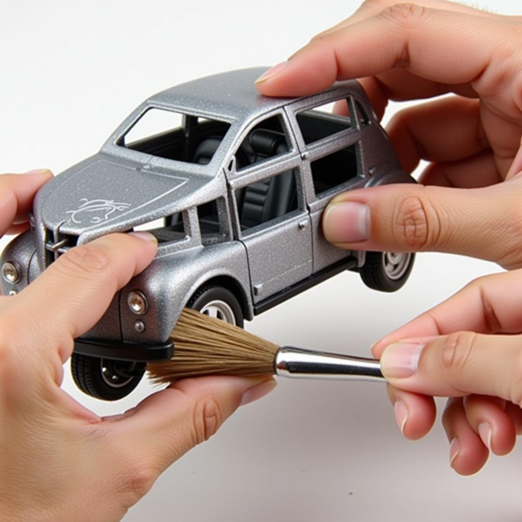 Cleaning a Model Car with Soft Brush