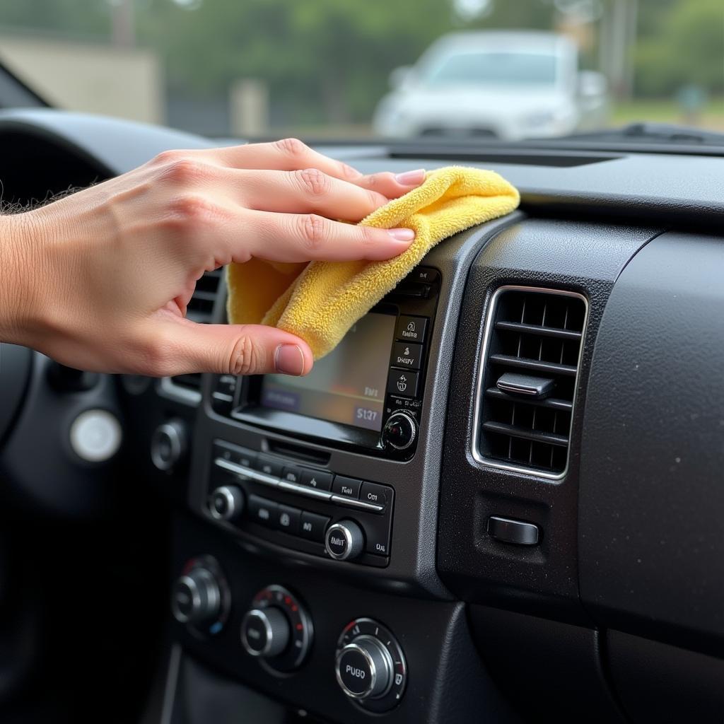 Cleaning the car dashboard