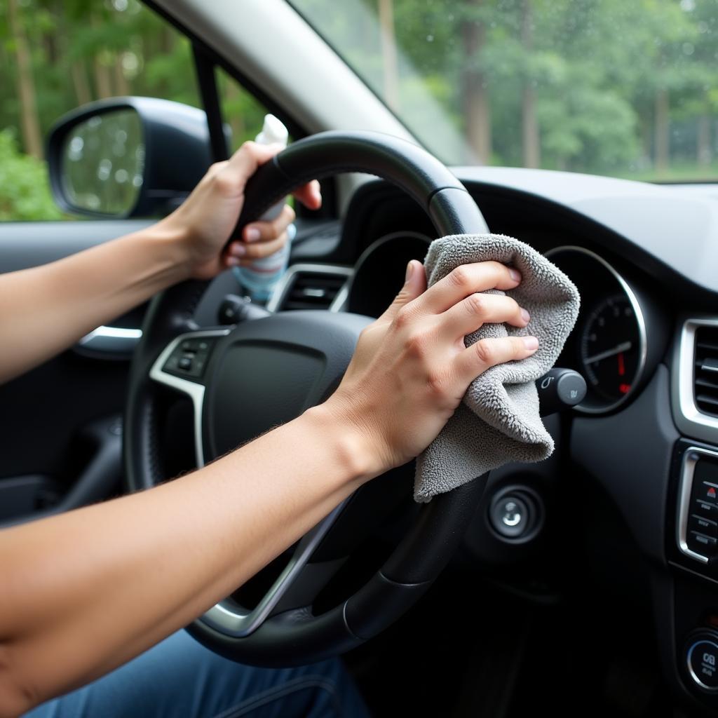 Cleaning up a wet car interior after rain