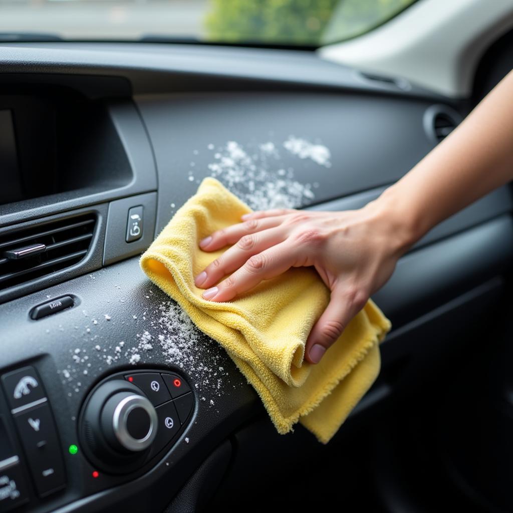 Cleaning Car Interior Dashboard