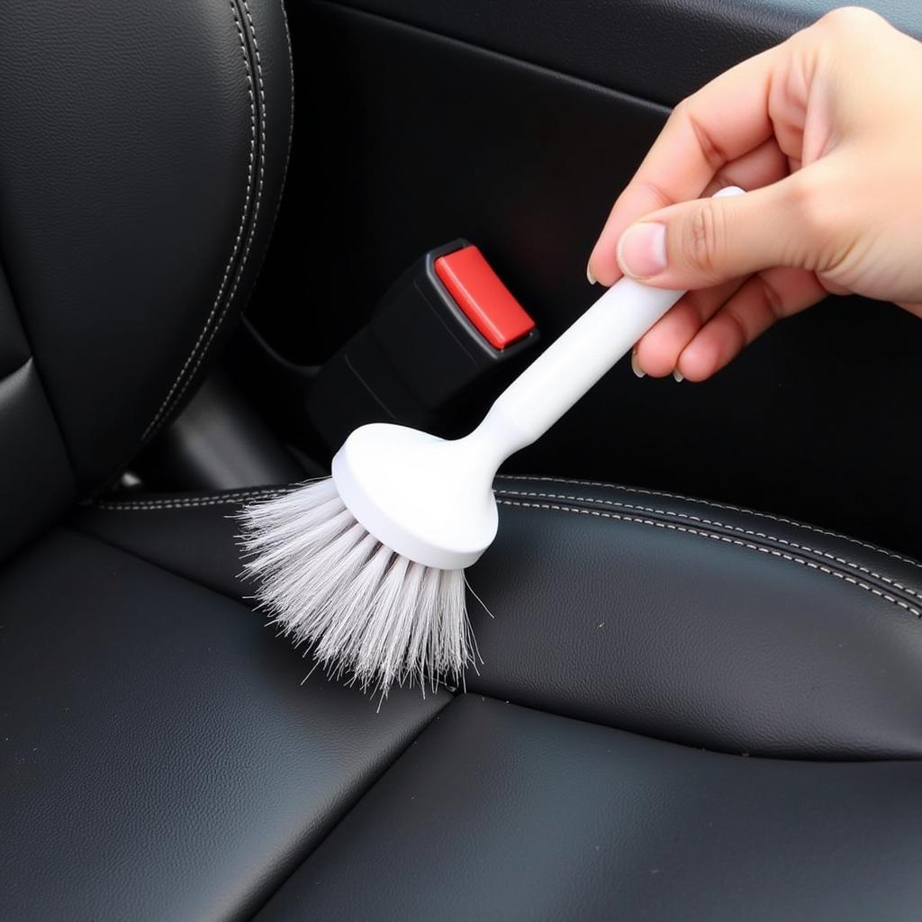 Cleaning Car Interior with Detail Brush