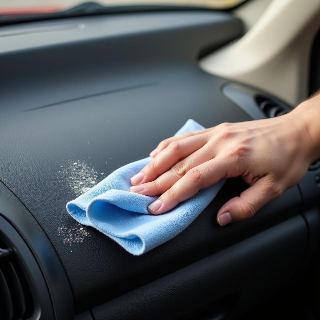 Cleaning Car Interior with Microfiber Cloth