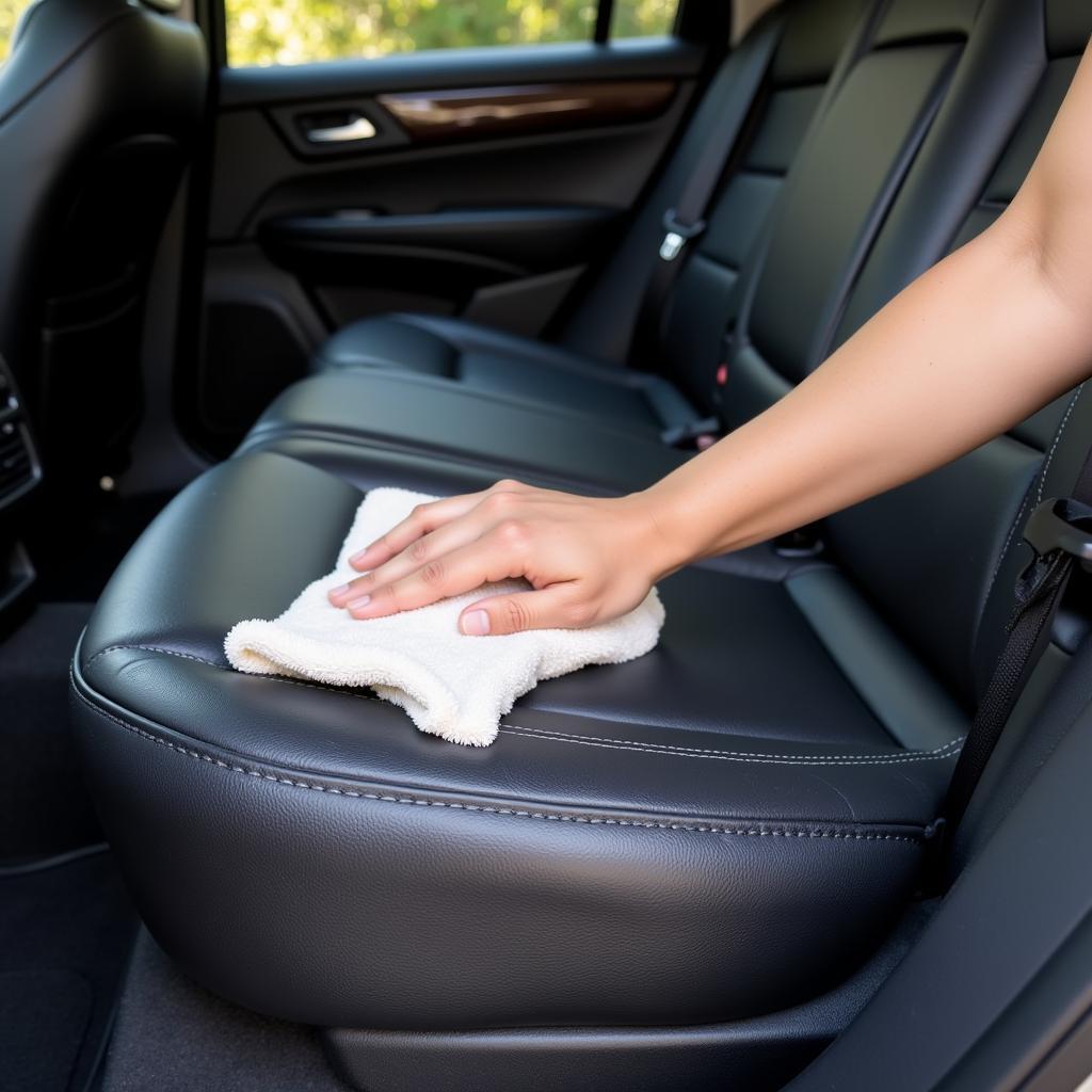 Cleaning Car Interior with Microfiber Towel