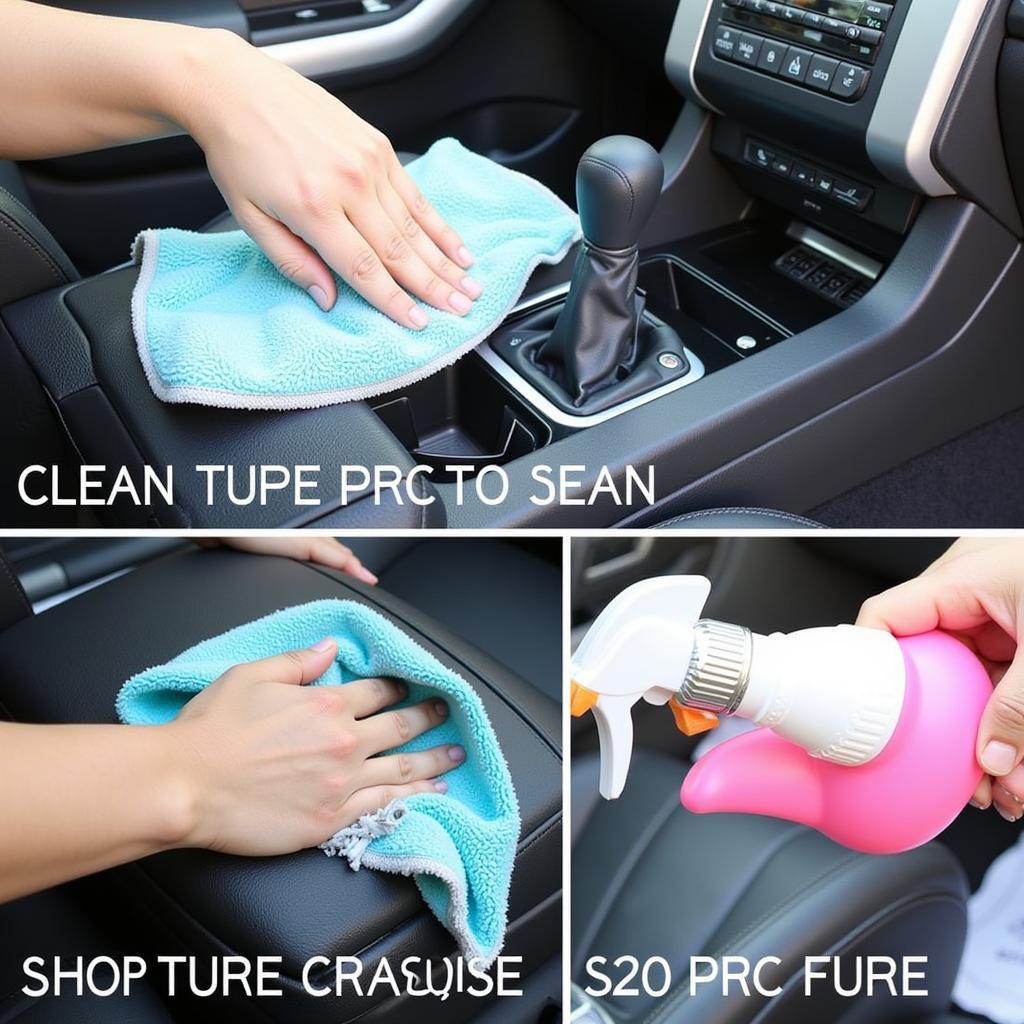 Cleaning Car Interior with Microfiber Towels and Specialized Products