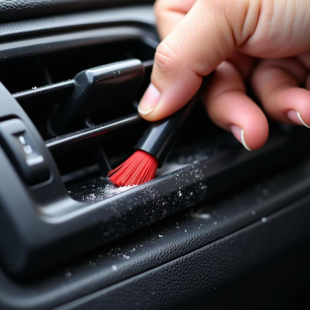 Cleaning Car Vents with a Detailing Brush