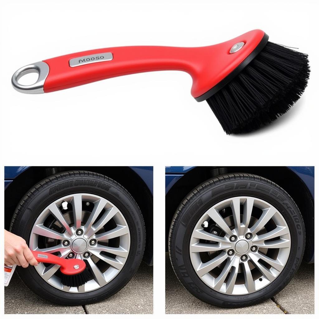 Cleaning Car Wheels with a Dedicated Brush