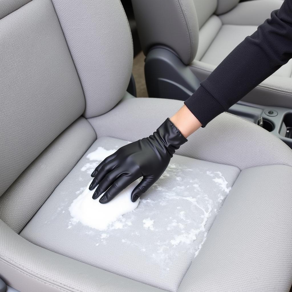 Cleaning Cloth Car Seats with a Detailing Brush