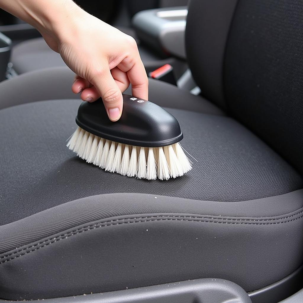 Cleaning Cloth Car Seats with a Brush