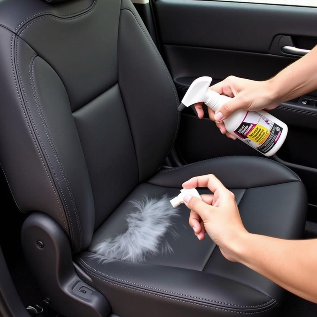 Applying Cleaner to Heated Car Seats