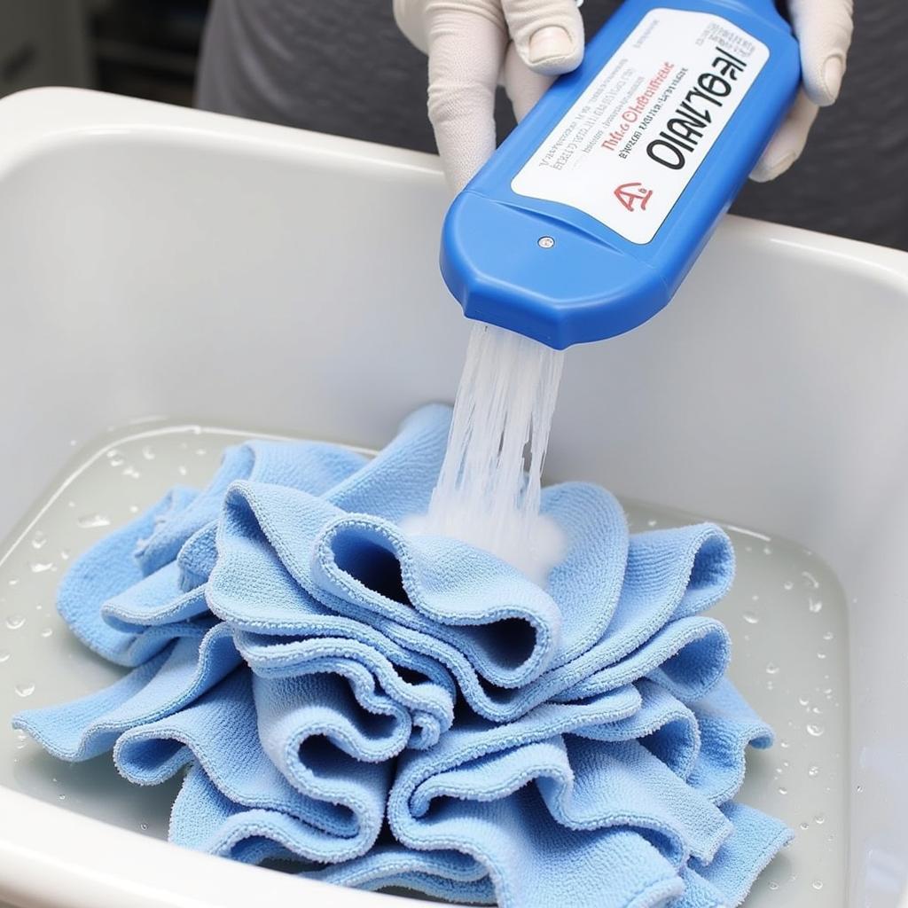 Cleaning microfiber towels after detailing session to maintain hygiene and effectiveness