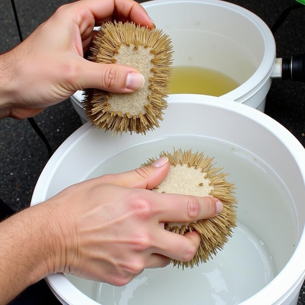 Cleaning Wheel Woolies with Dedicated Cleaner