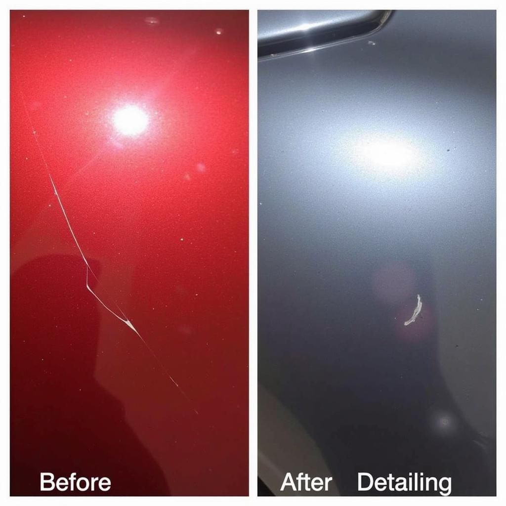 Before and after image of scratch removal detailing