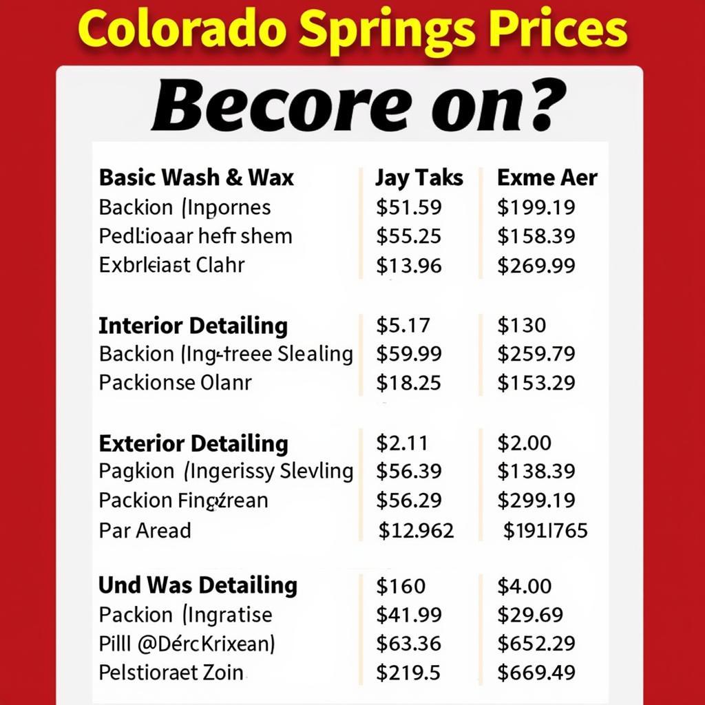 Car Detailing Colorado Springs Prices: A Comprehensive Guide