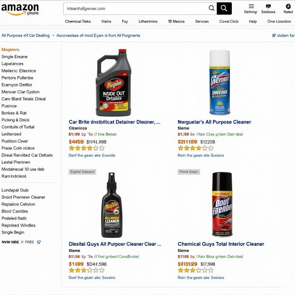 Comparing All-Purpose Car Cleaners on Amazon