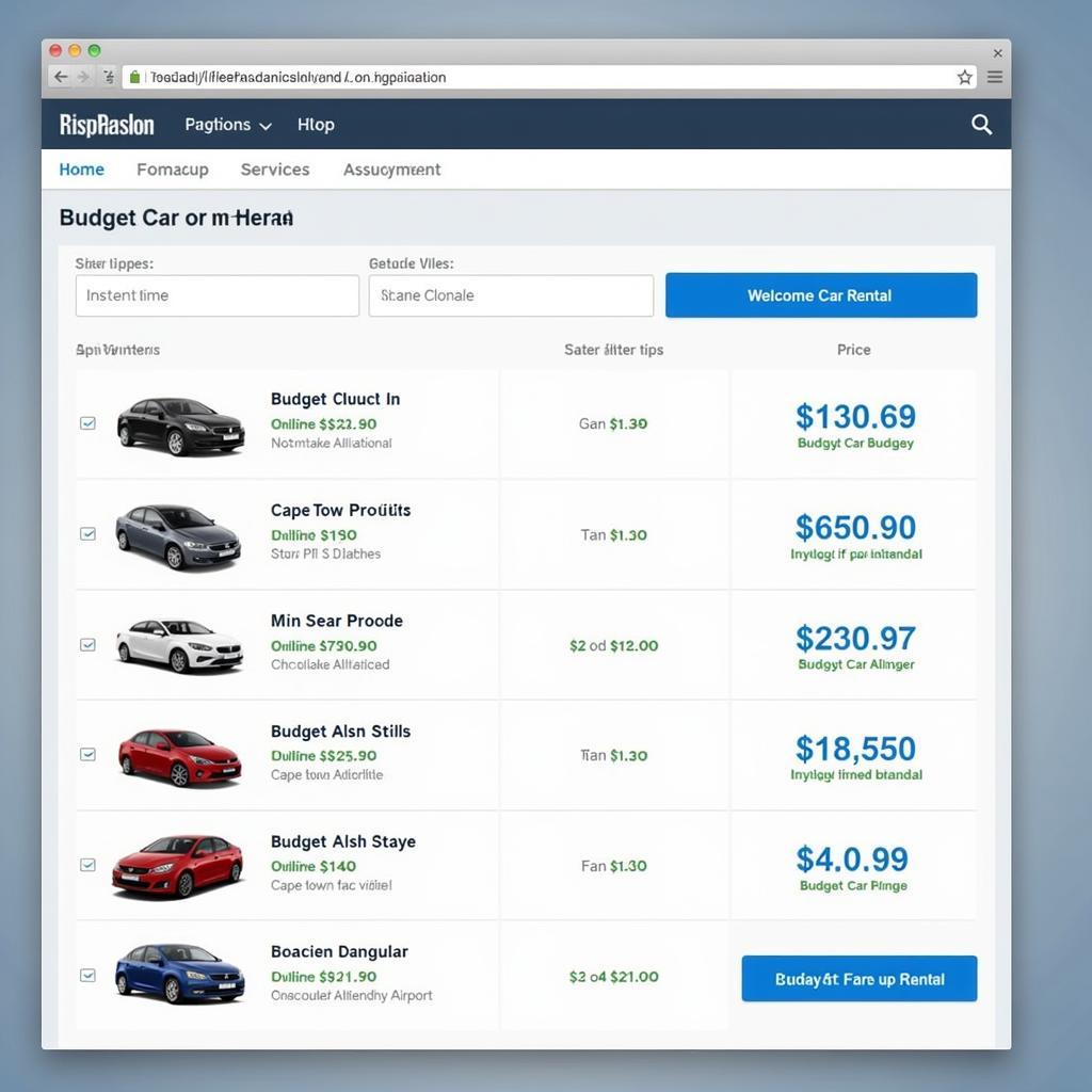 Comparing budget car rental prices at Cape Town International Airport