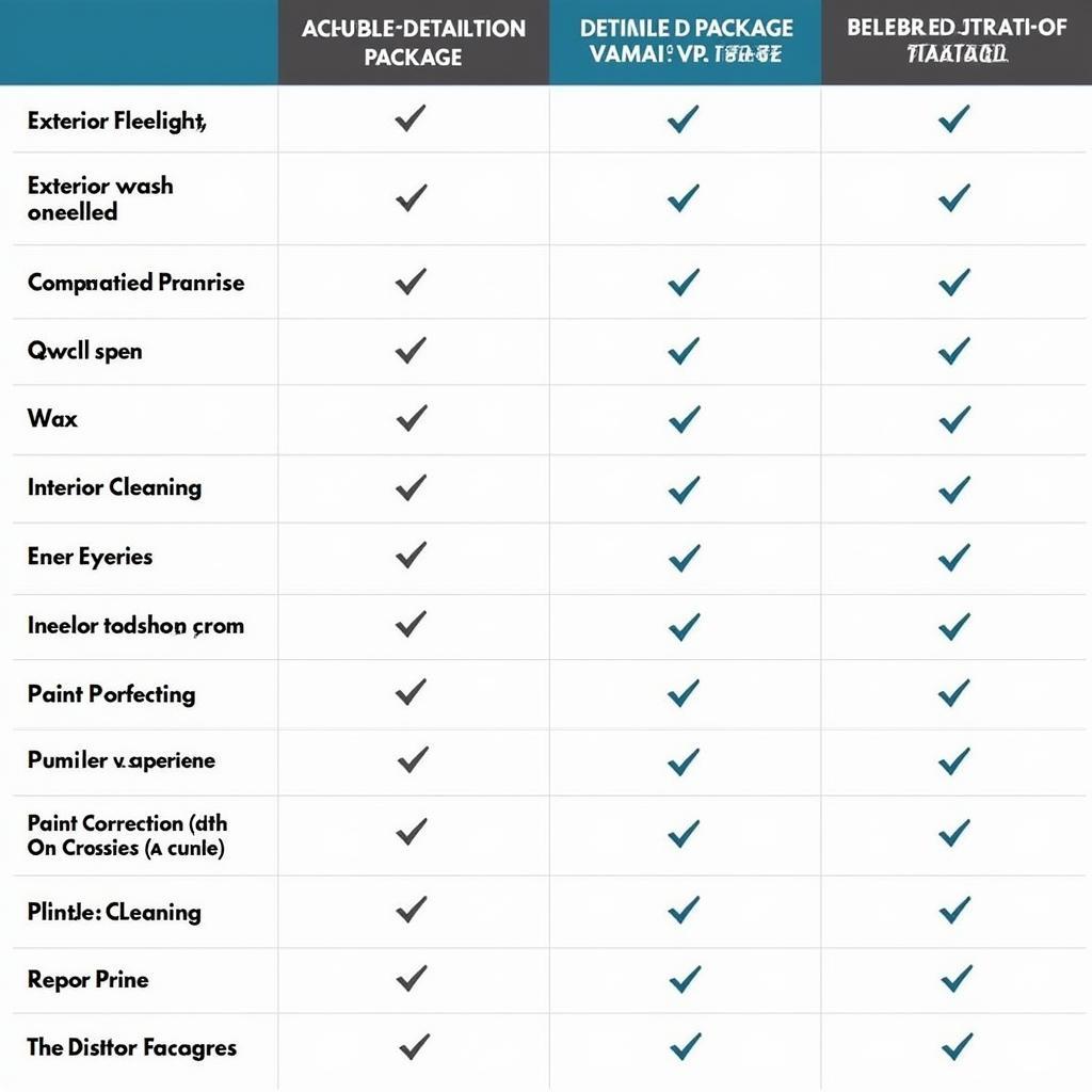 Comparing Car Detailing Packages: Chart of Services and Prices