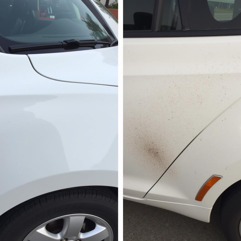 Comparing Car Paint Before and After Using Coffee Grounds