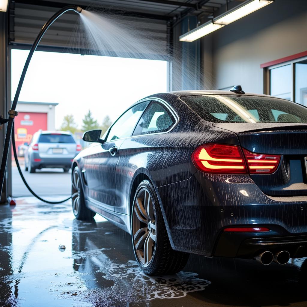 Exterior car wash at a Conway detailing shop