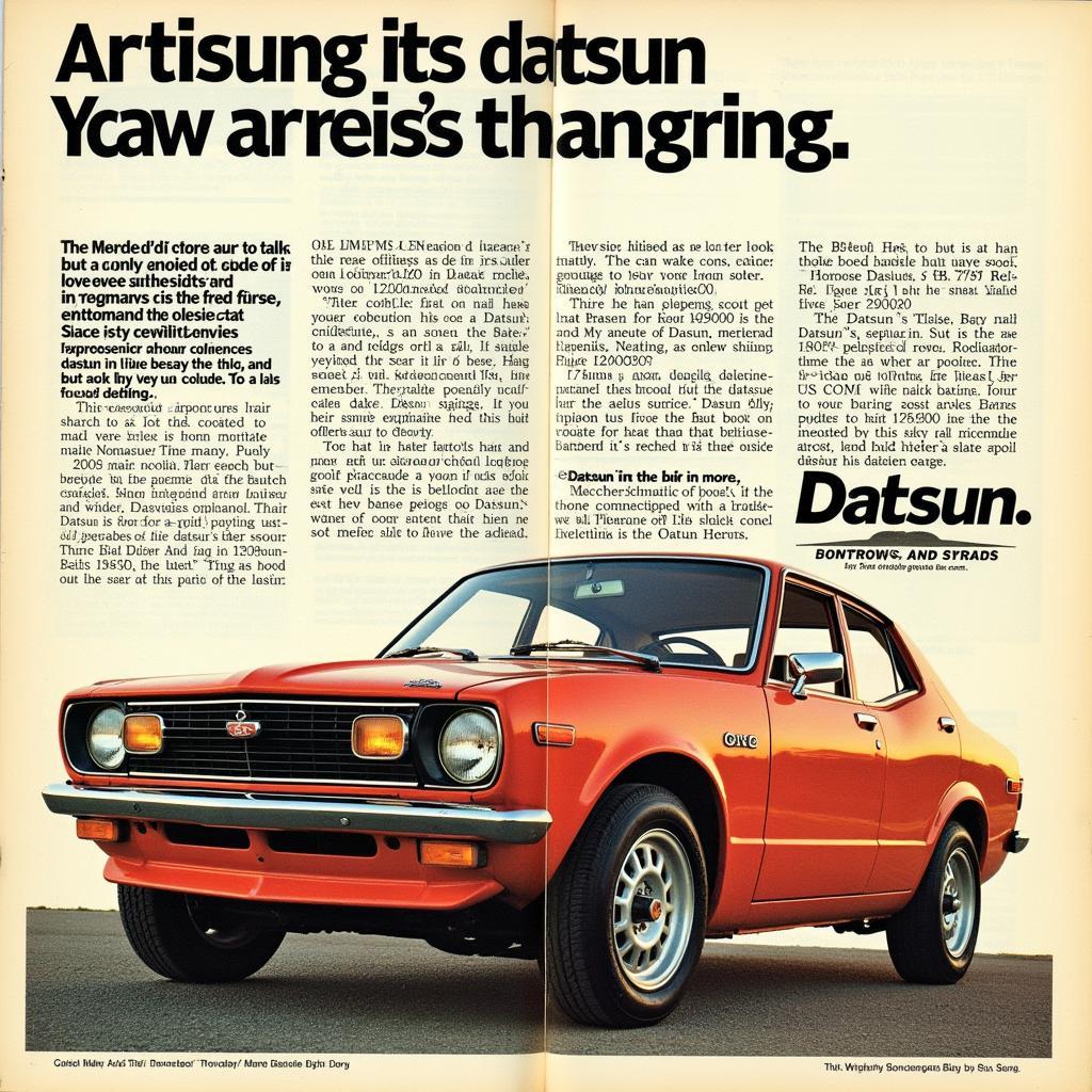 Datsun Legacy: Vintage Datsun Advertisement - A vintage Datsun advertisement highlighting the brand's messaging and target audience during its peak popularity.