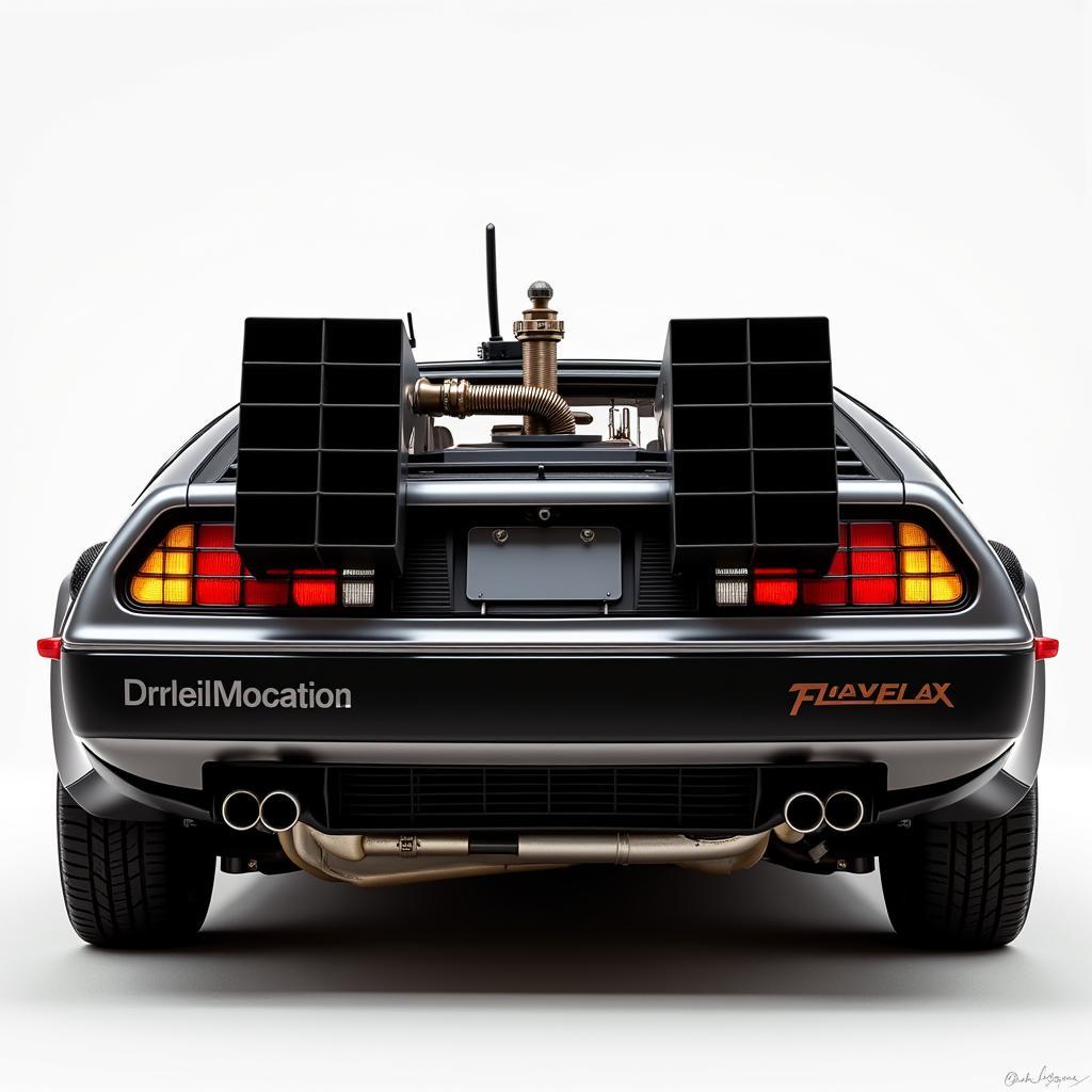 DeLorean Time Machine Rear View with Nuclear Reactor