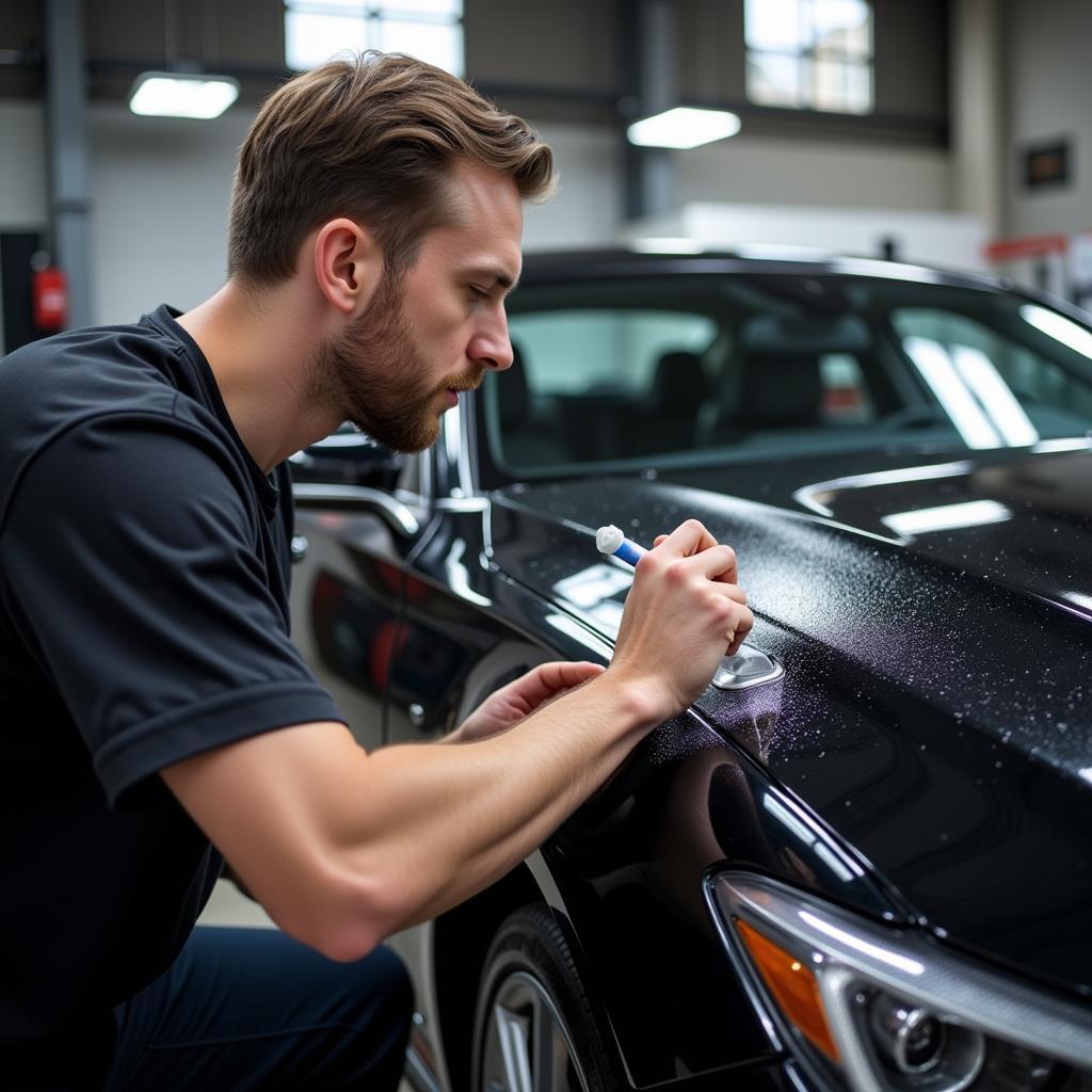 Des Moines Car Detailer at Work