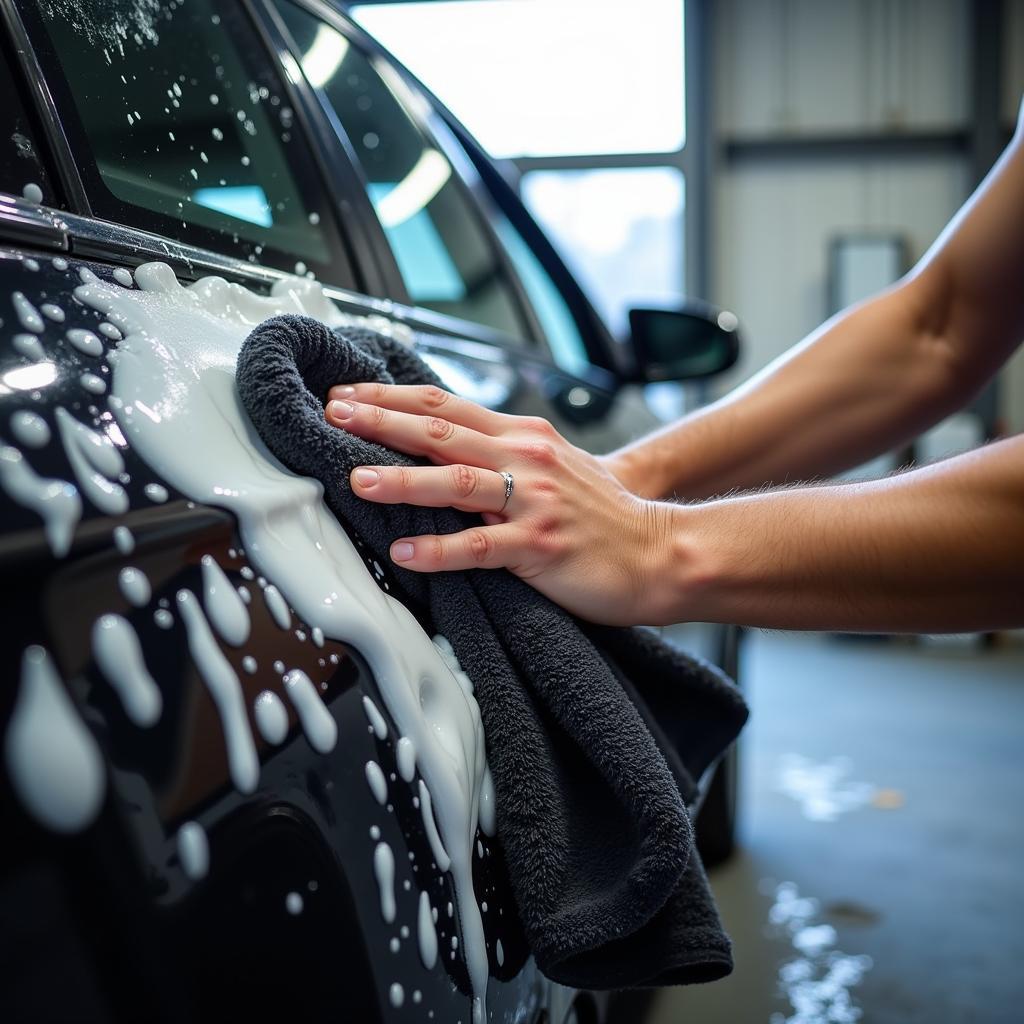 Exterior cleaning process of a detail car wash in Windsor