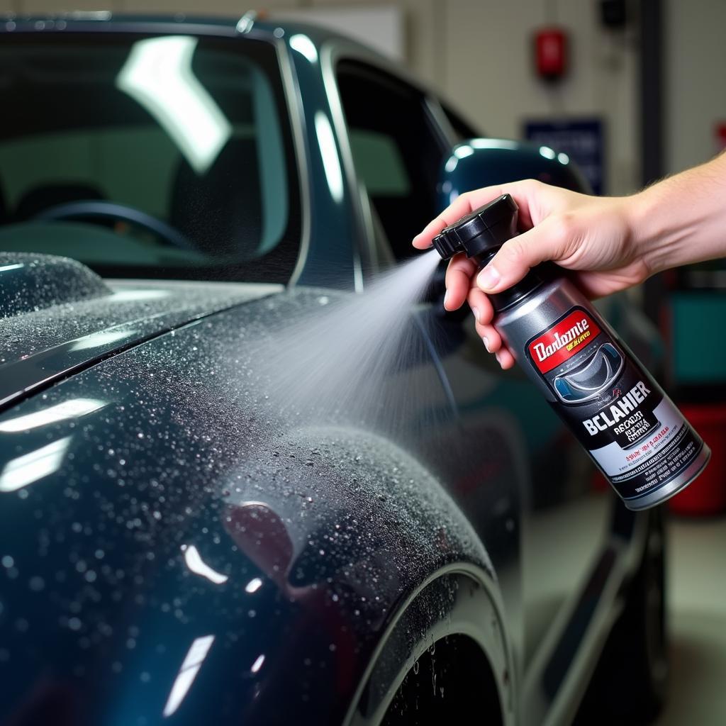 Applying Detail Spray After Car Wash