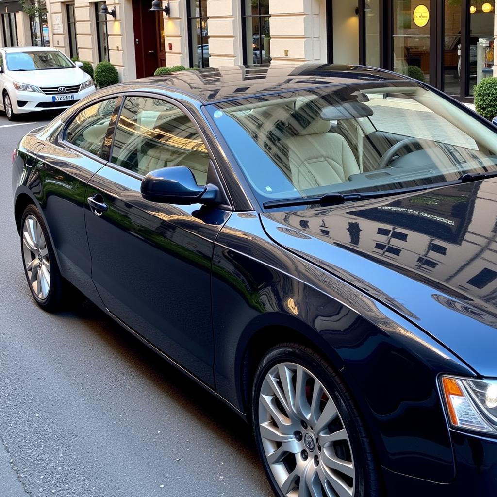 A sparkling clean car parked near the Charles Hotel after detailing