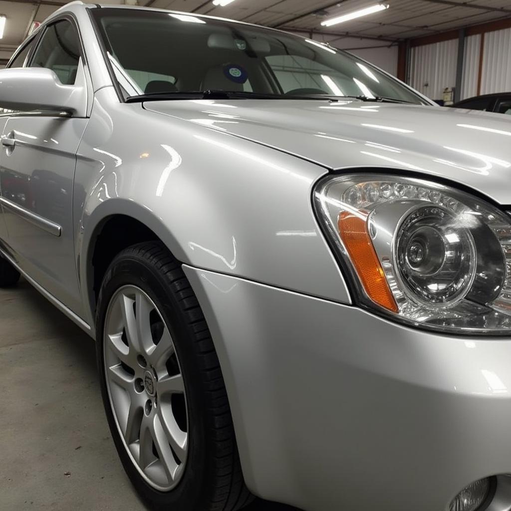 Detailed Silver Car with Showroom Shine