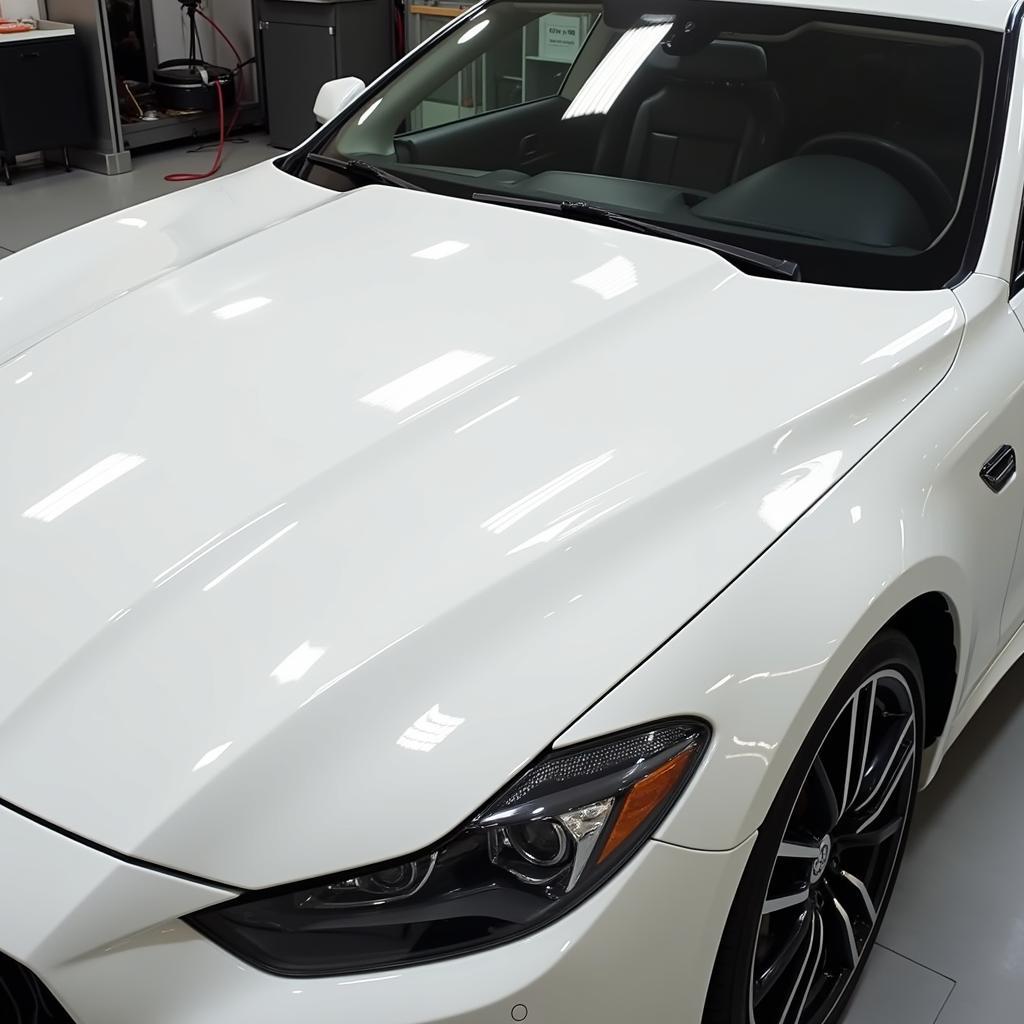 Showroom Shine on a White Car