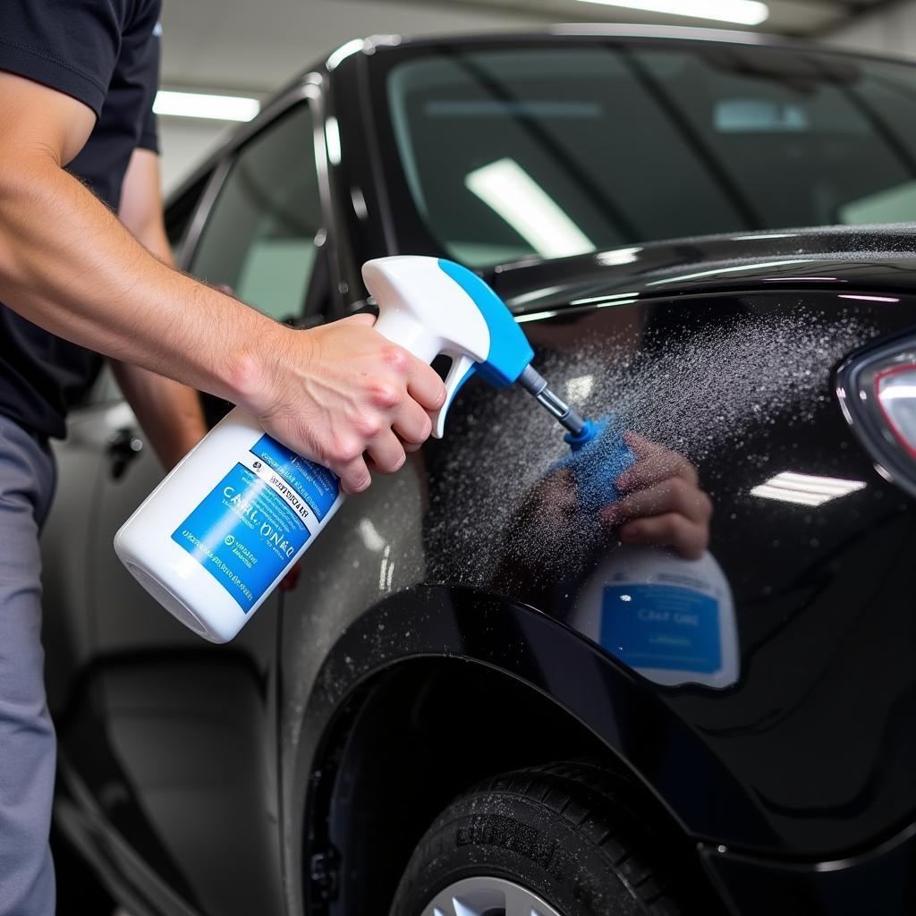 Detailer Applying Ceramic Coating Booster