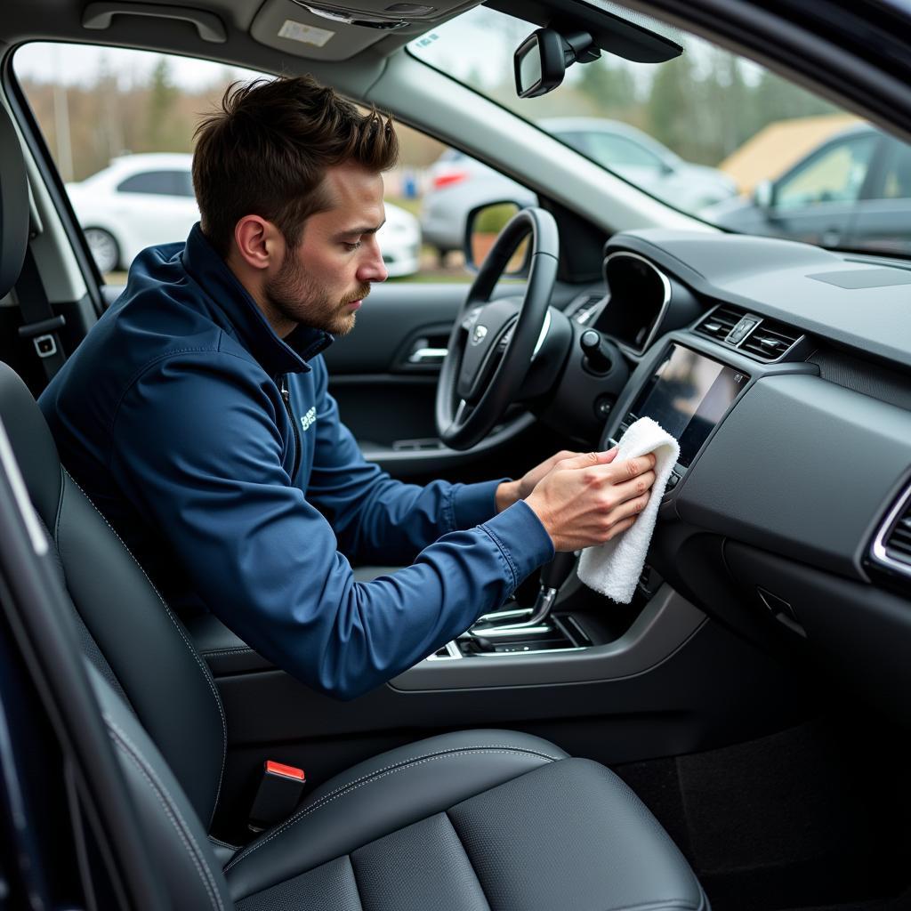 Detailer Cleaning Car Interior