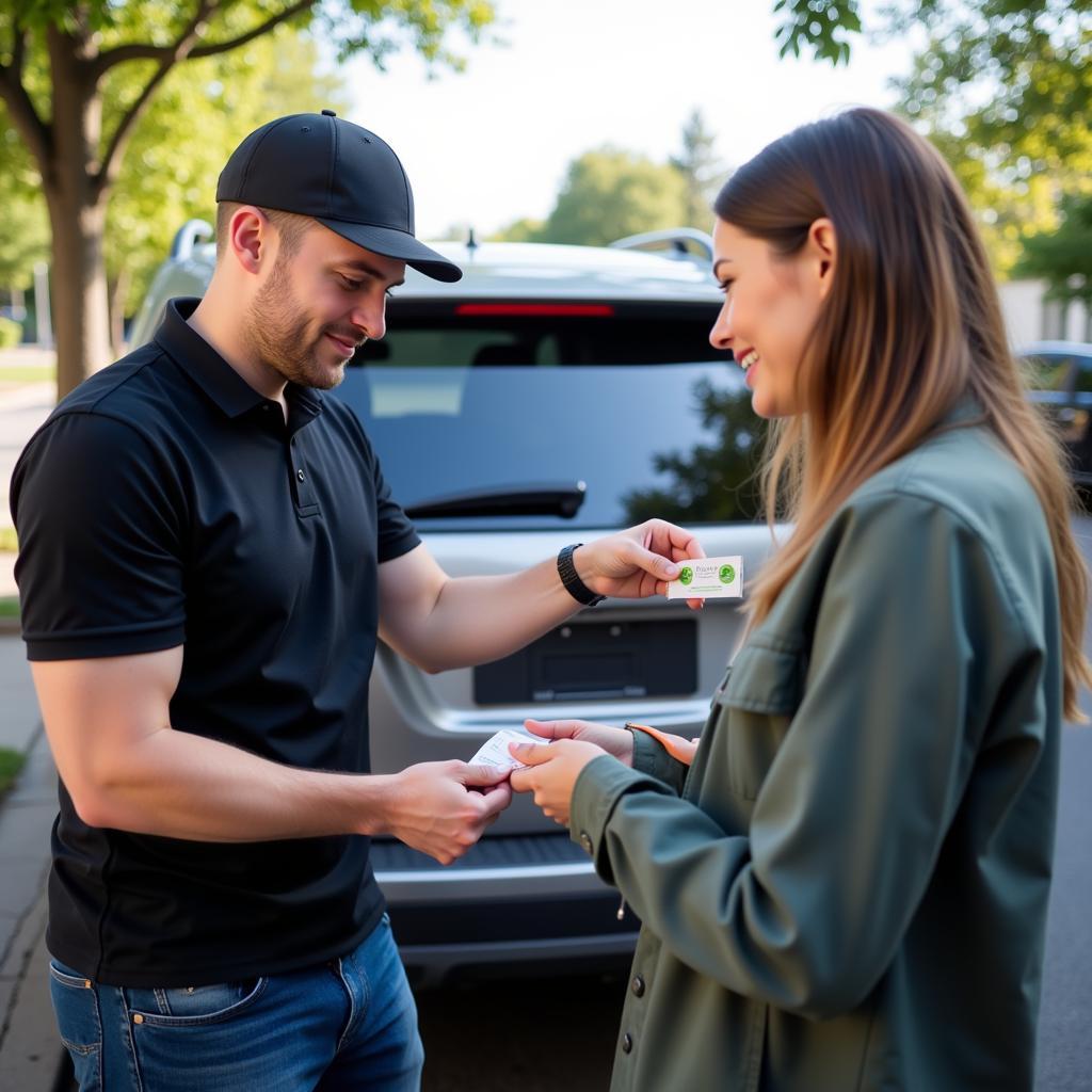 Detailer Receiving Tip from Customer