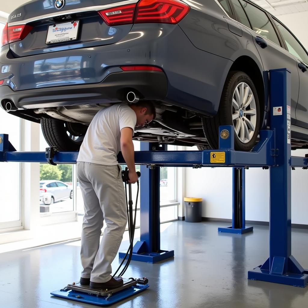 Detailer Using Skid Mount Under Car