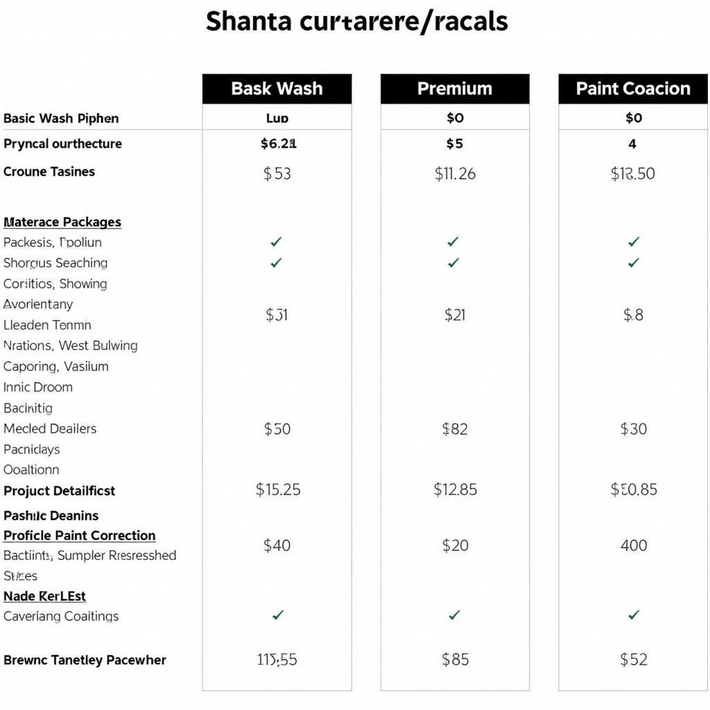 Detailing Price List